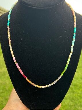 Multicolor Beaded Women's Necklace - Rainbow Seed Beads
